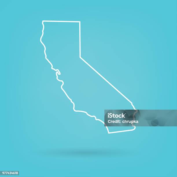 Abstract White Map Of California Stock Illustration - Download Image Now - California, Outline, Map