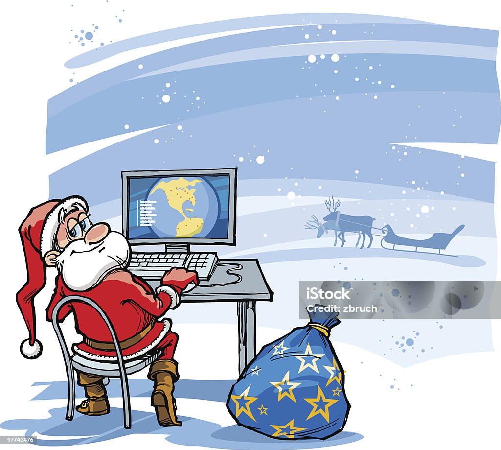 Santa et ordinateur - clipart vectoriel de Ordinateur libre de droits