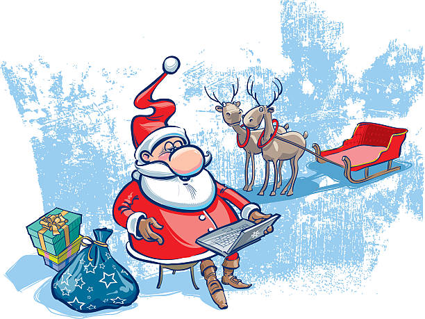 stockillustraties, clipart, cartoons en iconen met santa with notebook - dierendag