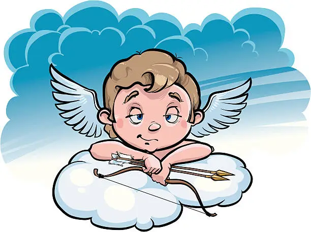 Vector illustration of Cupid with bow and arrows
