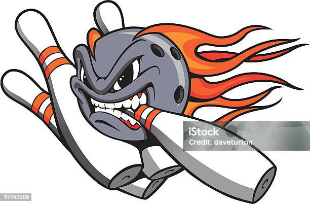 Bowling Ball And Pins Flamed Stock Illustration - Download Image Now - Ten Pin Bowling, Flame, Bowling Ball