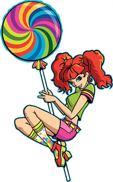 Vector illustration of Lollypop Anime Girl