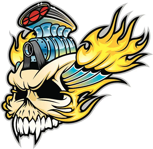 Vector illustration of Hot Rod Skull