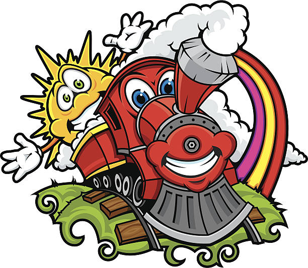 ilustrações de stock, clip art, desenhos animados e ícones de comboio de sol - train steam train sun vector