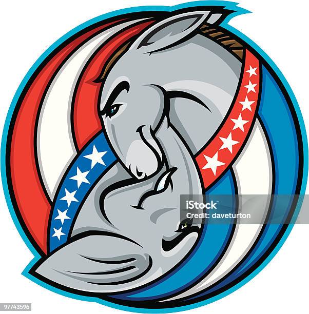 Demokratów I Republikanów Symbole - Stockowe grafiki wektorowe i więcej obrazów Symbol Yin i Yang - Symbol Yin i Yang, Bez ludzi, Demokracja