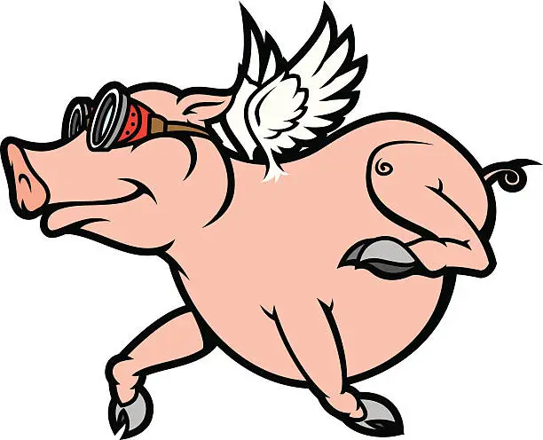 Vector illustration of Pigs Do Fly