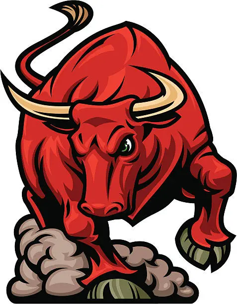 Vector illustration of Bull Charging