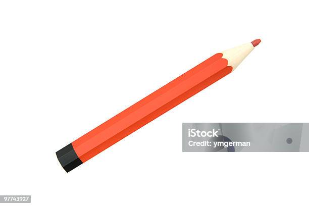 Giant Czerwony Ołówek Z Ścieżka Odcinania - zdjęcia stockowe i więcej obrazów Bez ludzi - Bez ludzi, Białe tło, Biały