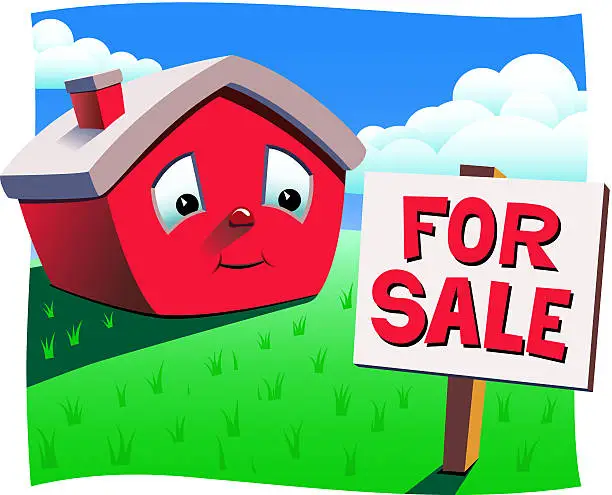 Vector illustration of House with For Sale sign