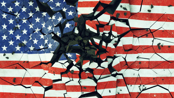 istock USA Flag On Cracked Concrete 977456100