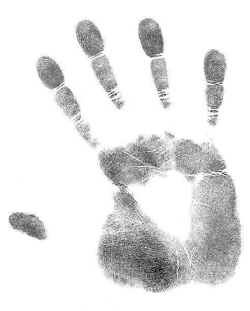 istock An inking of a hand print on white 97746468