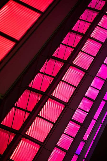 istock Close-up of a modern building with changing color lights 97746490