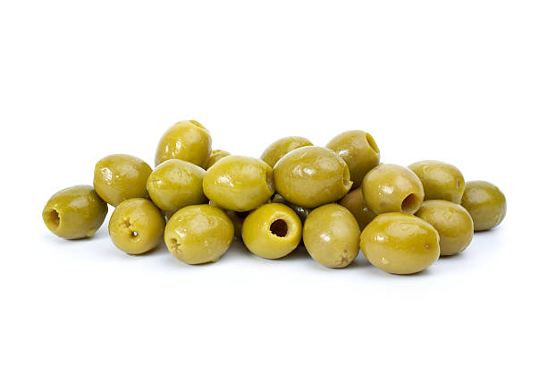 istock Pile of  green pitted olives 97746869
