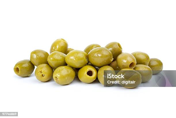 Pile Of Green Pitted Olives Stock Photo - Download Image Now - Heap, Olive - Fruit, Color Image