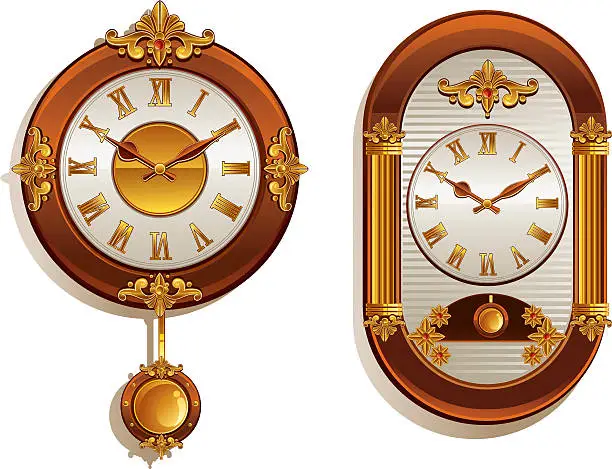 Vector illustration of old clocks