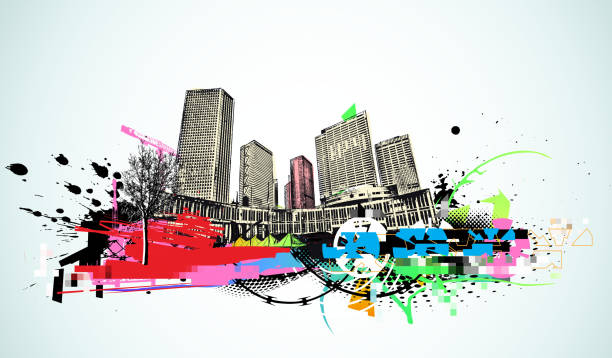 urban background vector art illustration