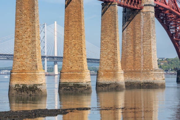 Forth Bridge Scotland and landing-stage for launches.