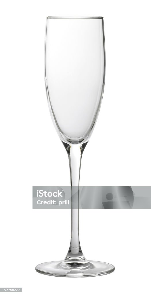 empty champagne glass Studio photography of a clean empty champagne glass isolated on white with clipping path Champagne Flute Stock Photo