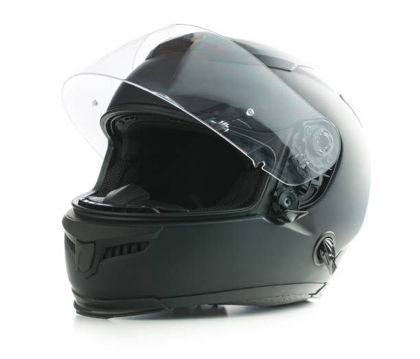 черный мотоциклетный шлем - helmet helmet visor protection black стоковые фото и изображения