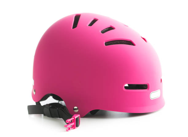 istock Pink bike helmet isolated on white background. 977483878