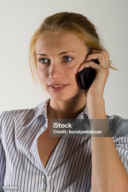 Businesswoman Using Mobile Phone Smiling Closeup Portrait Stock Photo - Download Image Now