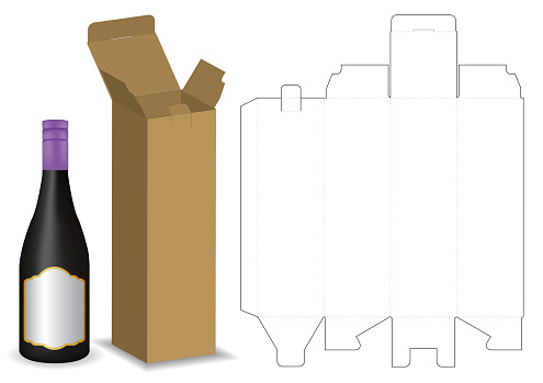 carton box dieline for bottle package mockup