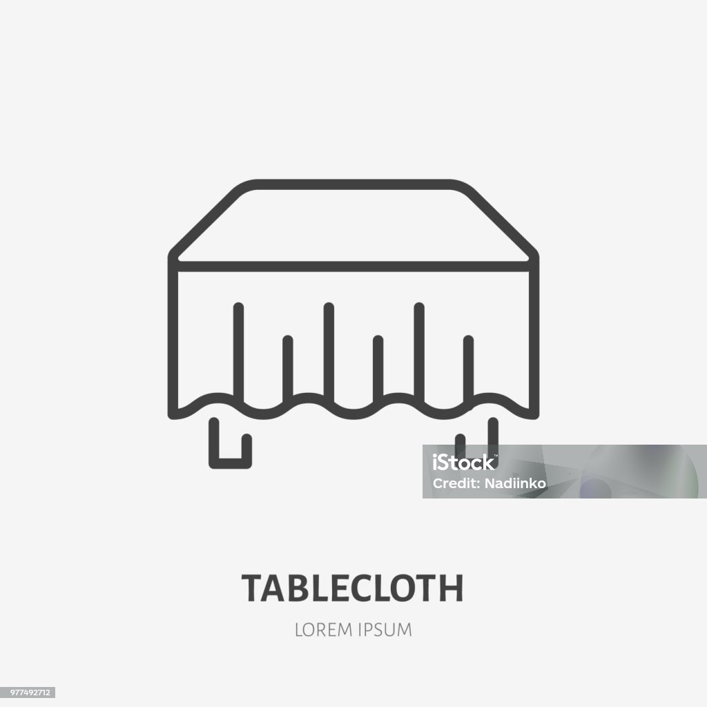 Tischdecke flache Liniensymbol. Darstellung der Tabelle mit Tuch Speisesaal Sign. Dünne lineare Logo für innere store - Lizenzfrei Icon Vektorgrafik