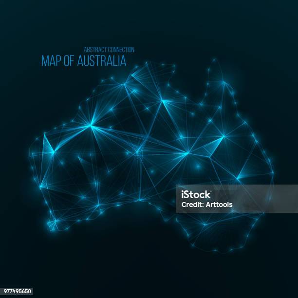 Digital Web Map Of Australia Global Network Connection Stock Illustration - Download Image Now