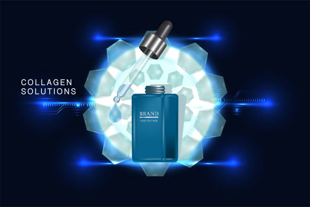 istock Blue cosmetic container with advertising background ready to use, luxury skin care ad 977497308