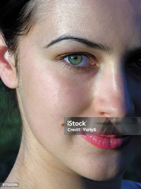 Most Of A Womans Face With A Focus On Her Right Green Eye Stock Photo - Download Image Now