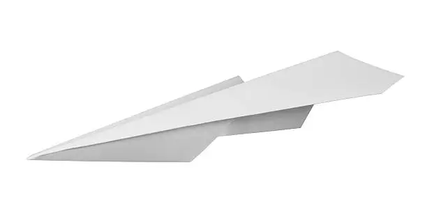 Photo of Close up of white paper plane on white background 