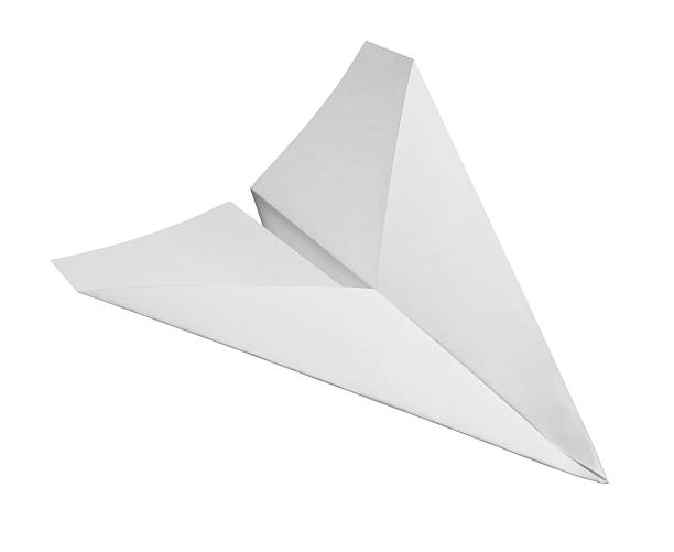 White paper airplane drawing on a white background studio photography of a peerfect paper plane isolated on white with clipping path gliding photos stock pictures, royalty-free photos & images