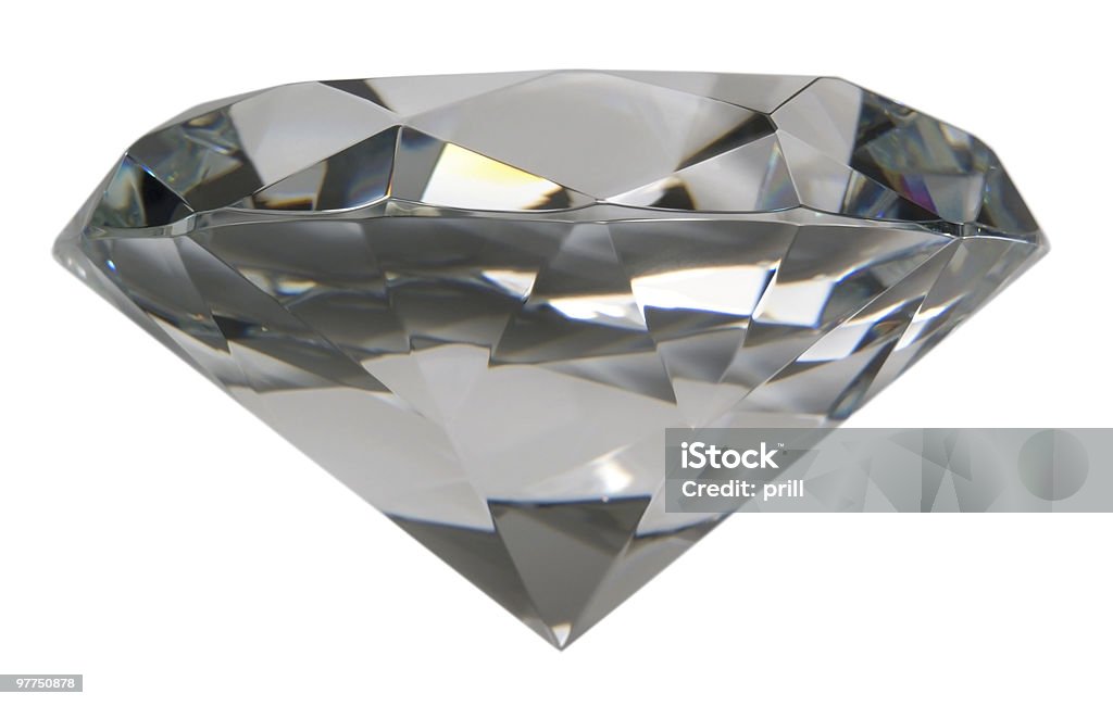 diamond lateral isolada no branco - Foto de stock de Diamante - Pedra preciosa royalty-free