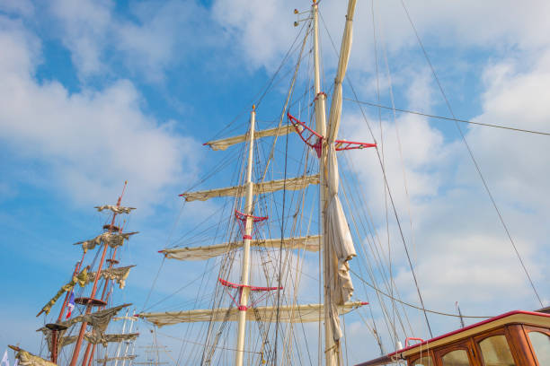 istock Rigging of a tall ship in a port in sunlight in spring 977509666