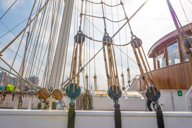 istock Rigging of a tall ship in a port in sunlight in spring 977509740