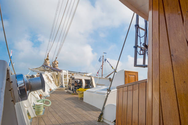 istock Rigging of a tall ship in a port in sunlight in spring 977510214