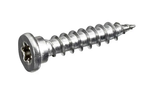 studio photography of a screw with torx drive isolated on white with clipping path