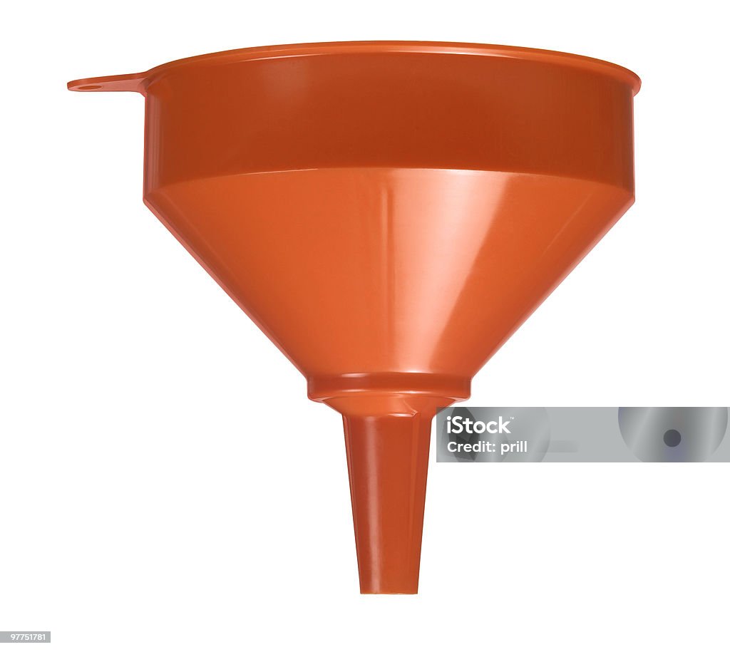 orange funnel studio photography of a orange funnel in white back Funnel Stock Photo
