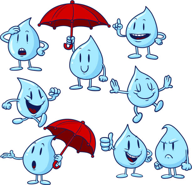 Cartoon water drops vector art illustration