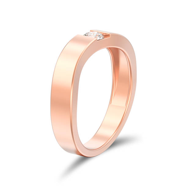 istock 3D illustration isolated illusion modern bent rose gold ring with diamond with shadow 977528688