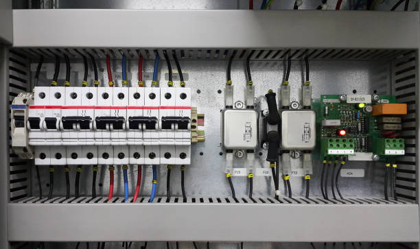 istock electrical part and accessories in the  control cabinet , control and power distributor,lockout ,tagout 977536302