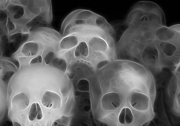 istock Fractal skulls on a black background XL 97755304
