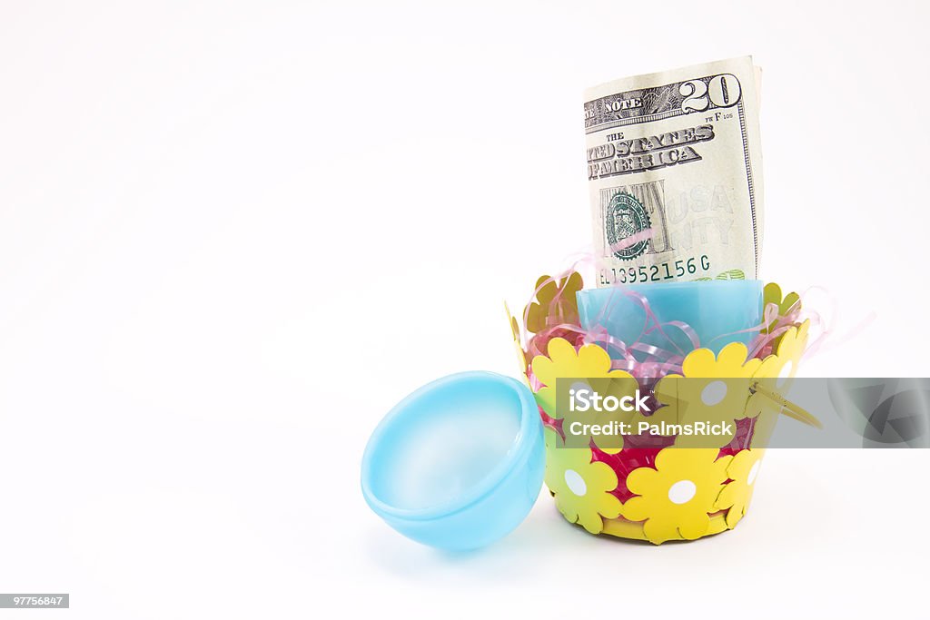 Money Filled Easter Egg With Basket XL  Animal Egg Stock Photo