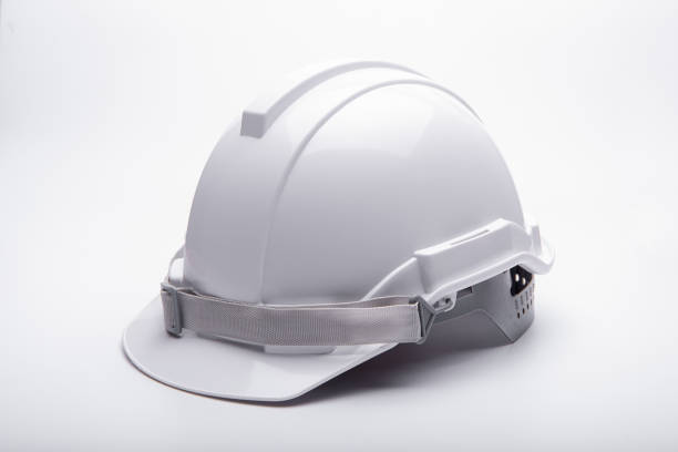 costruzione casco di sicurezza bianco - white hardhat foto e immagini stock