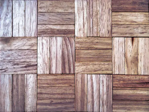 Full Frame Background of Brown Wooden Parquet Floor Pattern