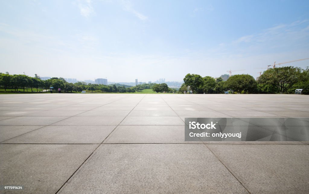 An empty floor in a city park Sidewalk Stock Photo