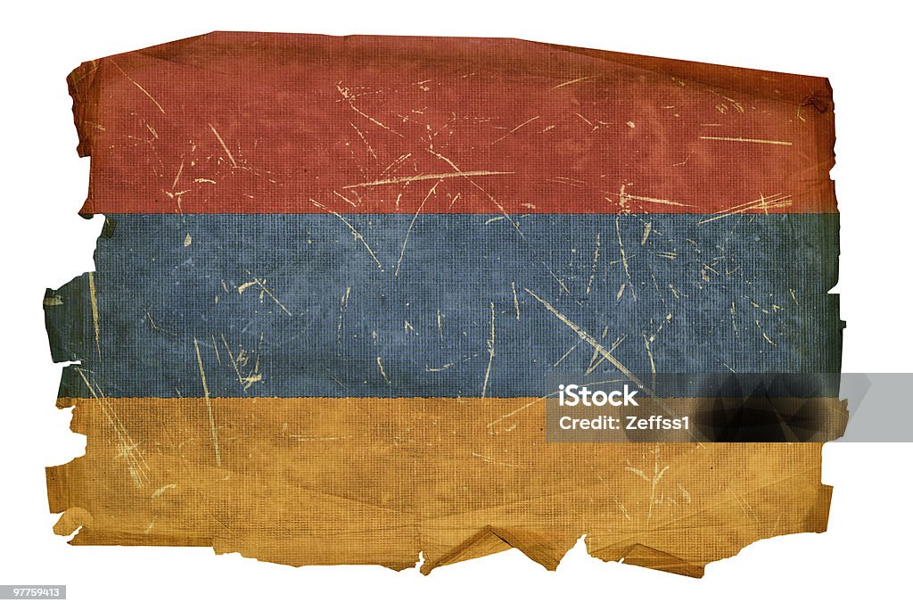 Bandeira da Arménia velha, isolada no fundo branco. - Ilustração de Acabado royalty-free