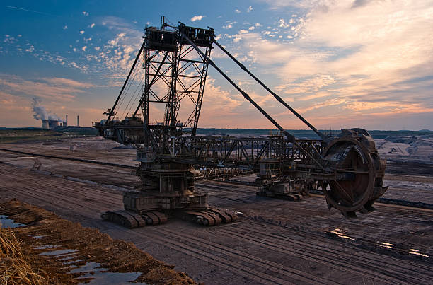 Giant bucket wheel excavator in an open pit stock photo