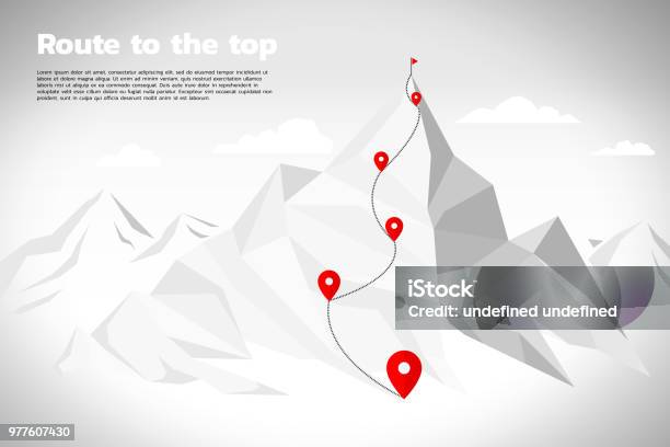 Route To The Top Of Mountain Concept Of Goal Mission Vision Career Path Polygon Dot Connect Line Style Stock Illustration - Download Image Now