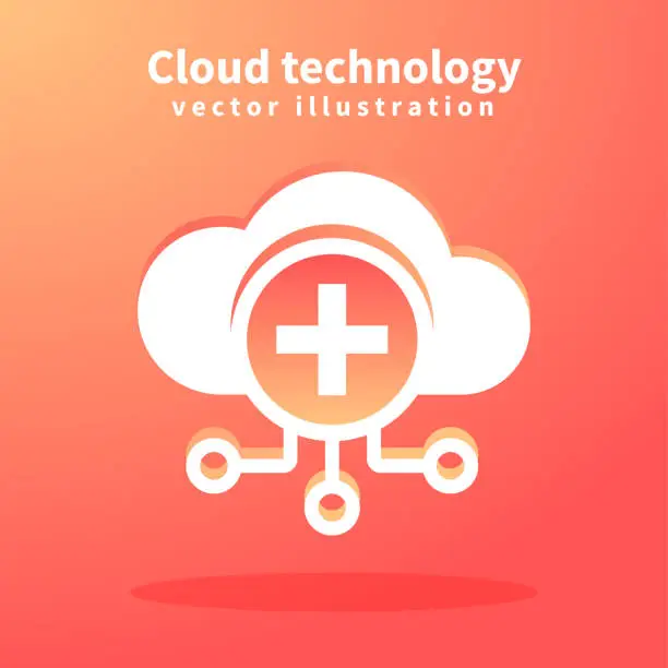 Vector illustration of Cloud icon, vector illustration for web design. Network technologies, Cloud Computing Concept.
